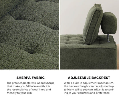 Oikiture 2PCS Modular Sofa Lounge Chair Armless Sherpa Green-Armchair-PEROZ Accessories