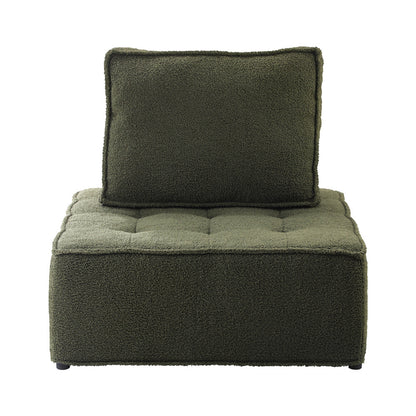 Oikiture 3PCS Modular Sofa Lounge Chair Armless Sherpa Green-Armchair-PEROZ Accessories