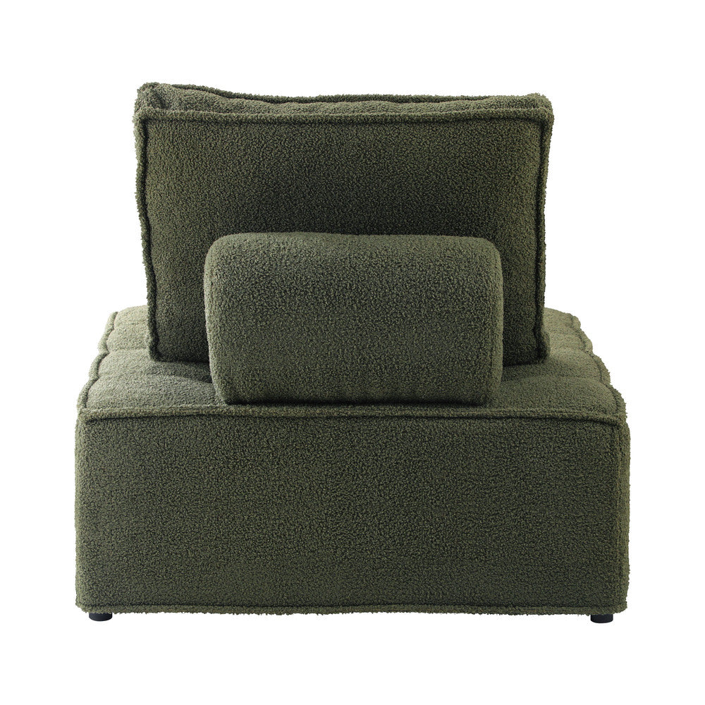 Oikiture 4PCS Modular Sofa Lounge Chair Armless Sherpa Green-Armchair-PEROZ Accessories
