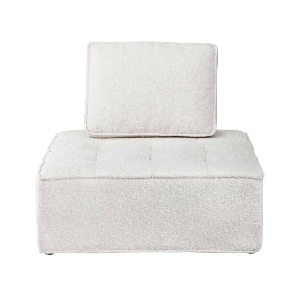 Oikiture 1PC Modular Sofa Lounge Chair Armless Adjustable Back Sherpa White-Armchairs-PEROZ Accessories