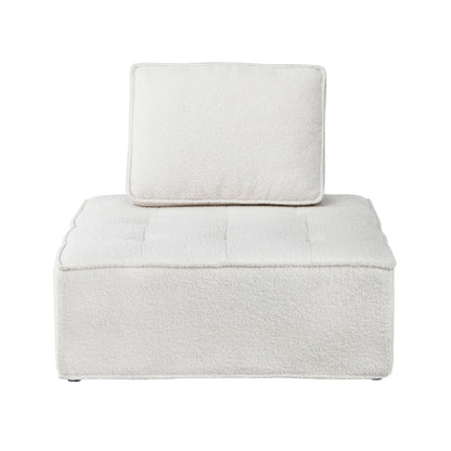Oikiture 1PC Modular Sofa Lounge Chair Armless Adjustable Back Sherpa White-Armchairs-PEROZ Accessories