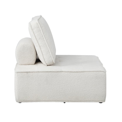 Oikiture 1PC Modular Sofa Lounge Chair Armless Adjustable Back Sherpa White-Armchairs-PEROZ Accessories