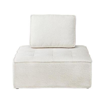 Oikiture 2PCS Modular Sofa Lounge Chair Armless Adjustable Back Sherpa White-Armchairs-PEROZ Accessories