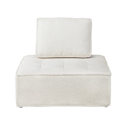 Oikiture 2PCS Modular Sofa Lounge Chair Armless Adjustable Back Sherpa White-Armchairs-PEROZ Accessories