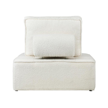 Oikiture 2PCS Modular Sofa Lounge Chair Armless Adjustable Back Sherpa White-Armchairs-PEROZ Accessories