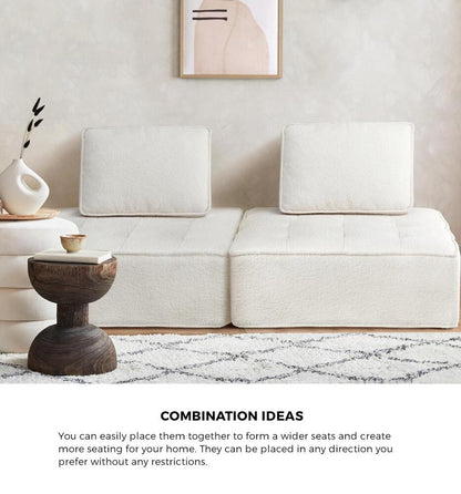 Oikiture 2PCS Modular Sofa Lounge Chair Armless Adjustable Back Sherpa White-Armchairs-PEROZ Accessories