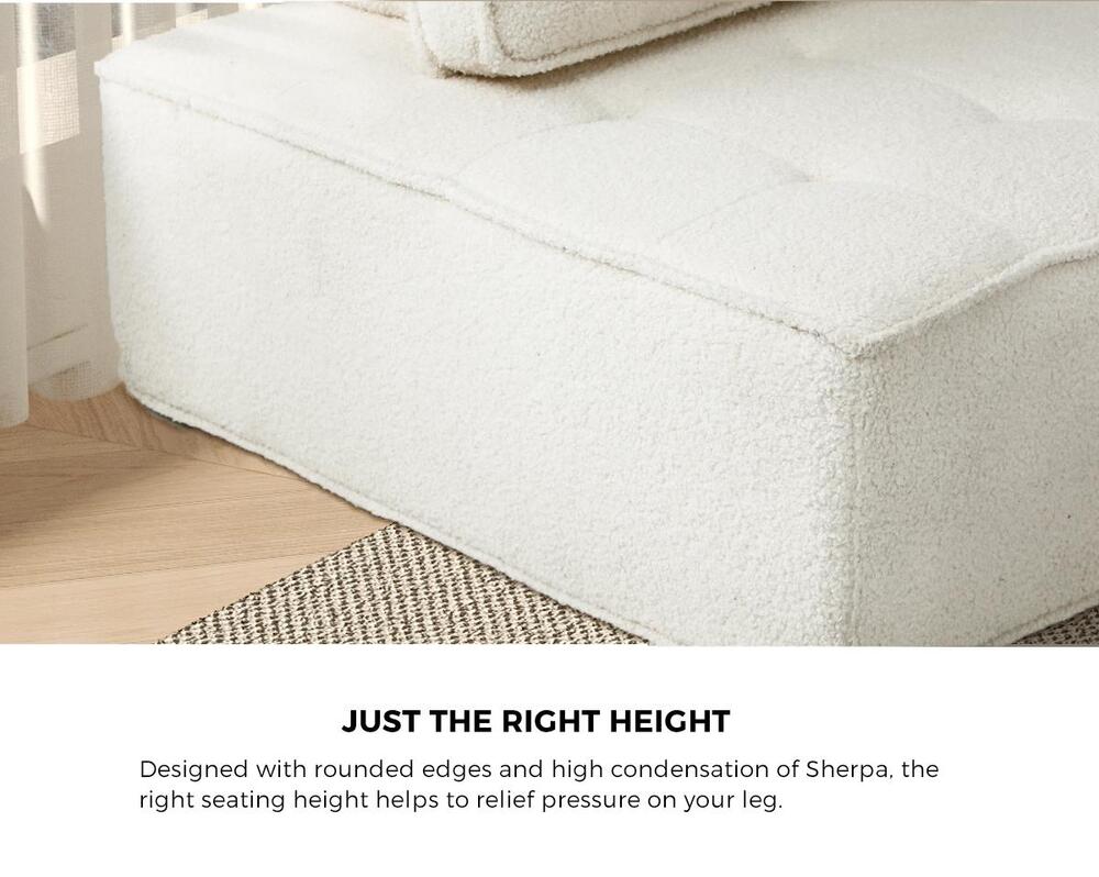 Oikiture 2PCS Modular Sofa Lounge Chair Armless Adjustable Back Sherpa White-Armchairs-PEROZ Accessories