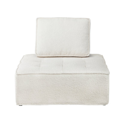 Oikiture 3PCS Modular Sofa Lounge Chair Armless Adjustable Back Sherpa White-Armchairs-PEROZ Accessories