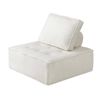 Oikiture 3PCS Modular Sofa Lounge Chair Armless Adjustable Back Sherpa White-Armchairs-PEROZ Accessories