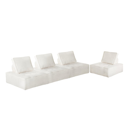 Oikiture 4PCS Modular Sofa Lounge Chair Armless Adjustable Back Sherpa White-Armchairs-PEROZ Accessories