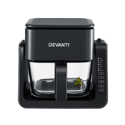 Devanti 2-IN-1 Air Fryer 5.5L Dual Zone Fryers Electric Cooker with Top BBQ Grill &amp; Bot-Appliances > Kitchen Appliances > Air Fryers-PEROZ Accessories