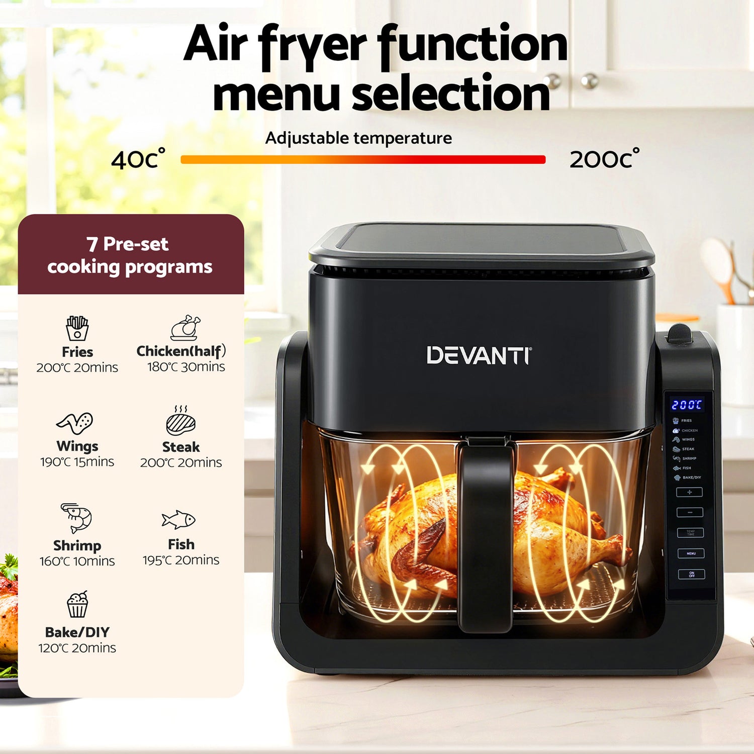 Devanti 2-IN-1 Air Fryer 5.5L Dual Zone Fryers Electric Cooker with Top BBQ Grill &amp; Bot-Appliances > Kitchen Appliances > Air Fryers-PEROZ Accessories
