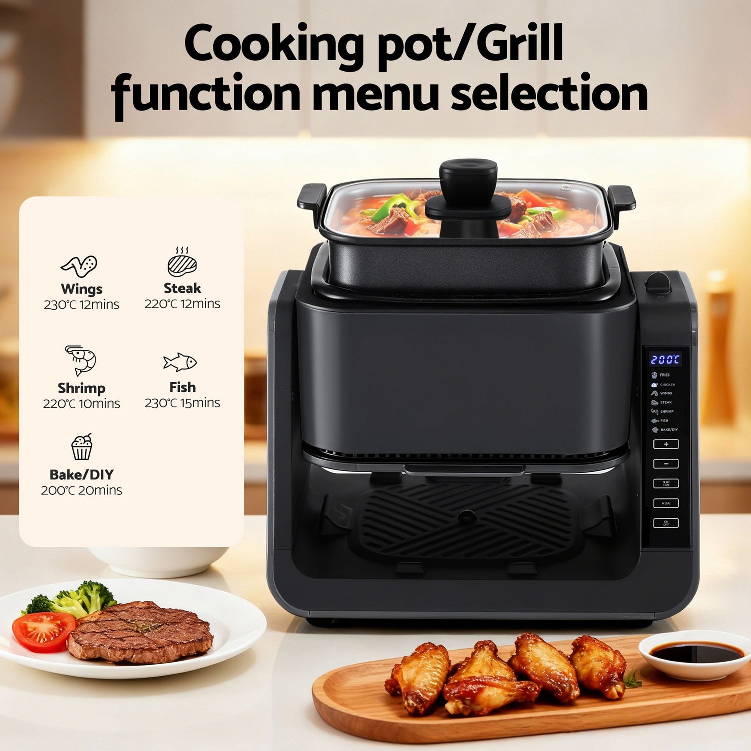 Devanti 2-IN-1 Air Fryer 5.5L Dual Zone Fryers Electric Cooker with Top BBQ Grill &amp; Bot-Appliances > Kitchen Appliances > Air Fryers-PEROZ Accessories