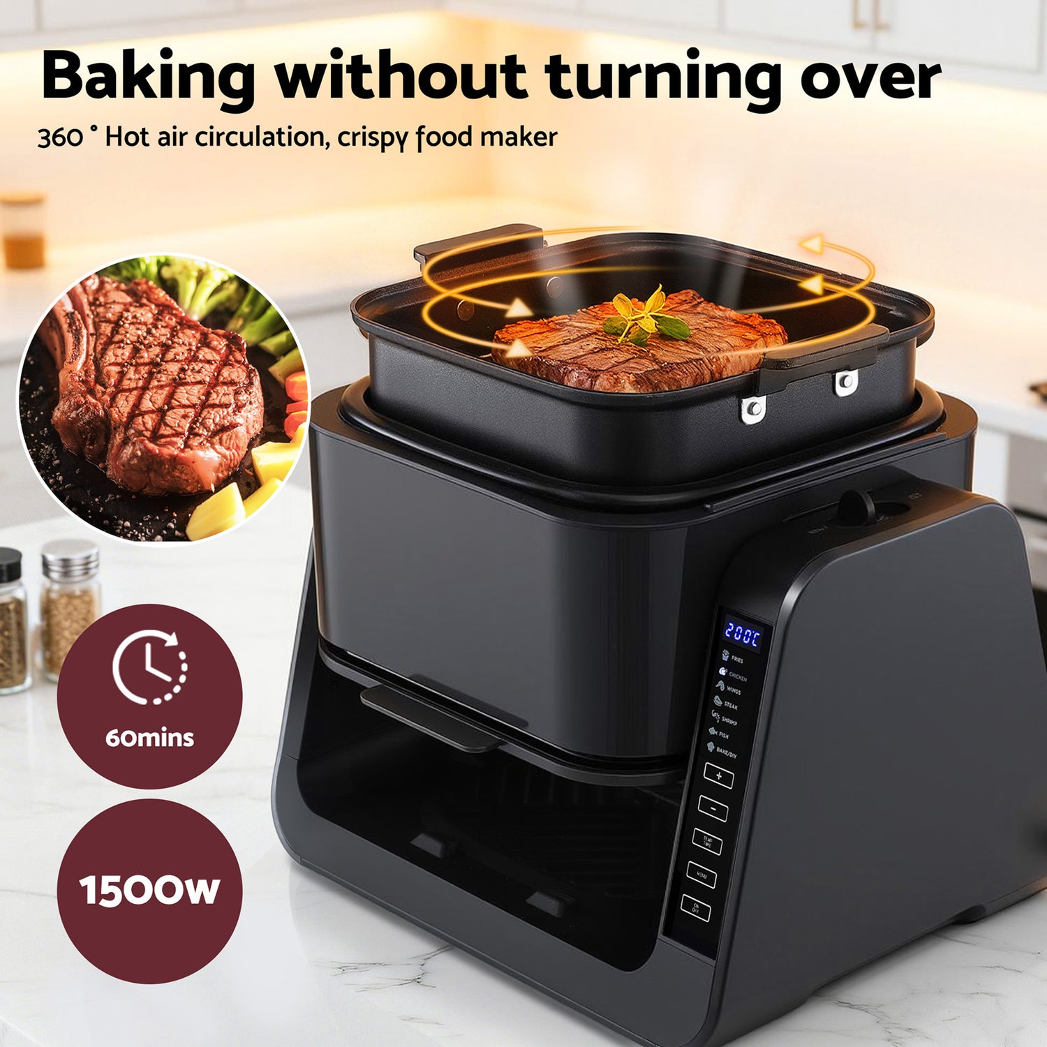 Devanti 2-IN-1 Air Fryer 5.5L Dual Zone Fryers Electric Cooker with Top BBQ Grill &amp; Bot-Appliances > Kitchen Appliances > Air Fryers-PEROZ Accessories