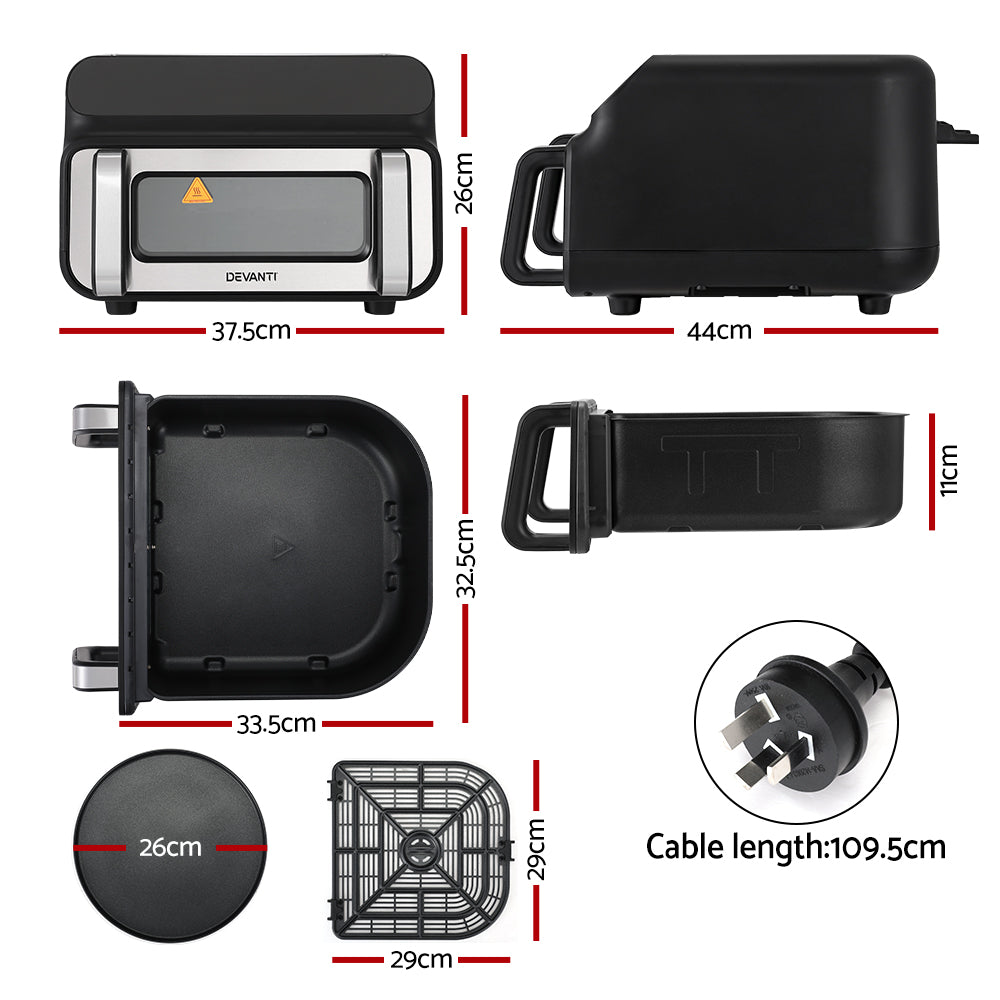 Devanti Air Fryer 10L LCD Kitchen Oven-Appliances &gt; Kitchen Appliances-PEROZ Accessories