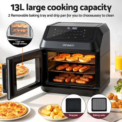 Devanti Air Fryer 13L LCD Fryers Oven-Appliances &gt; Kitchen Appliances &gt; Air Fryers-PEROZ Accessories
