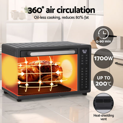 Devanti Air Fryer 32L W/ LCD Touch Oven 1700W-Appliances > Kitchen Appliances-PEROZ Accessories