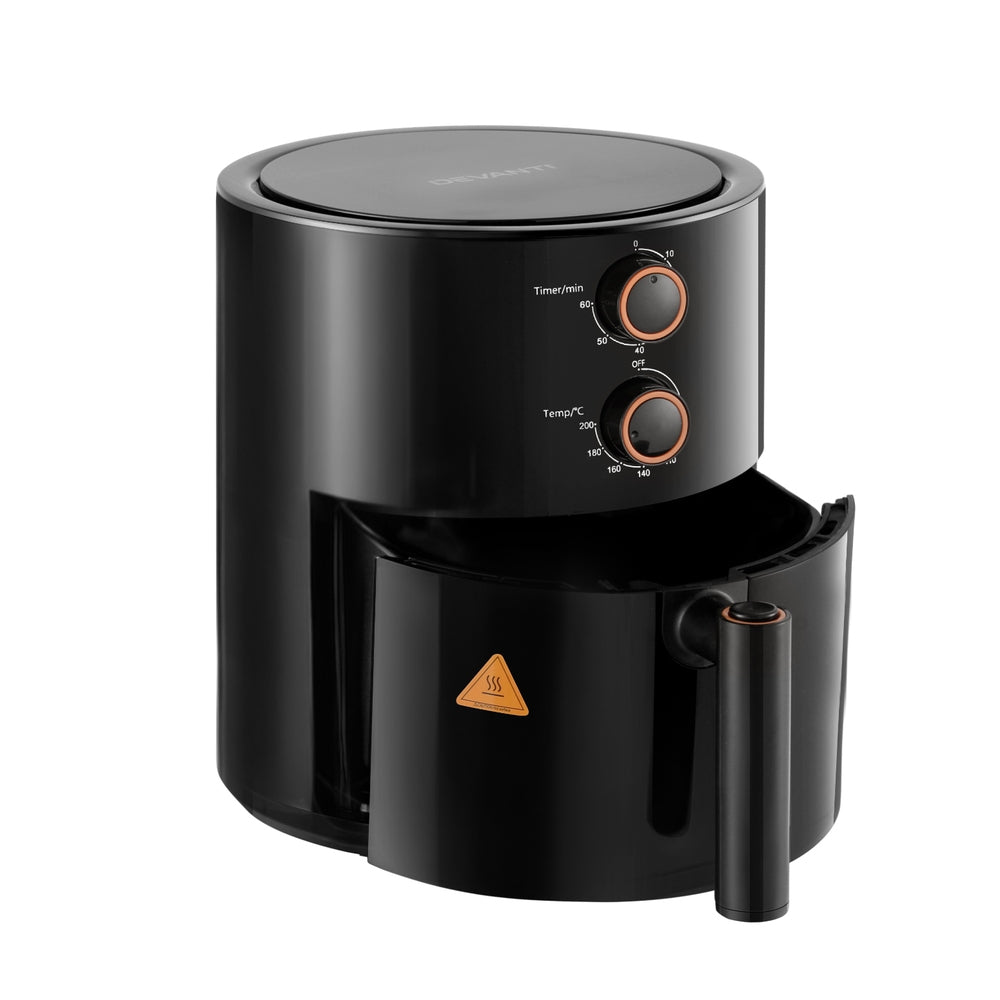 Devanti 4L Air Fryer Knob Control 1500W-Appliances &gt; Kitchen Appliances &gt; Air Fryers-PEROZ Accessories