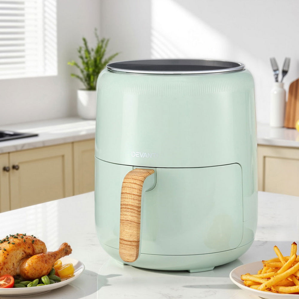 Devanti 5L Air Fryer Touch Control 1700W Green-Appliances > Kitchen Appliances > Air Fryers-PEROZ Accessories