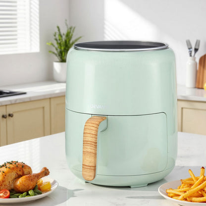 Devanti 5L Air Fryer Touch Control 1700W Green-Appliances > Kitchen Appliances > Air Fryers-PEROZ Accessories