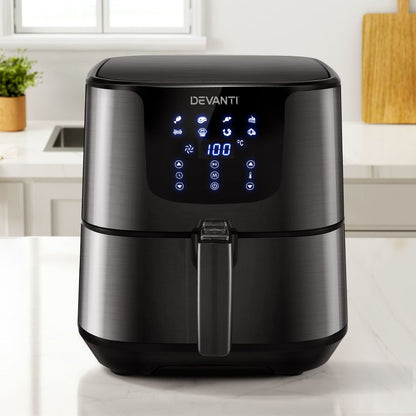 Devanti Air Fryer 7L LCD Fryers Black-Air Fryers-PEROZ Accessories