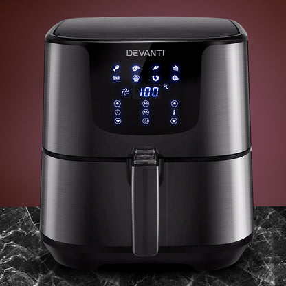 Devanti Air Fryer 7L LCD Fryers Black-Air Fryers-PEROZ Accessories