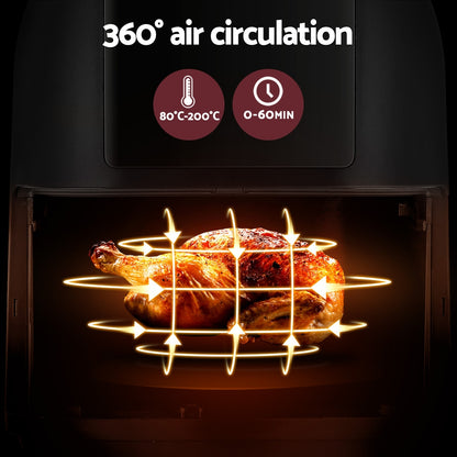 Devanti Air Fryer 8L LCD Fryers-Appliances &gt; Kitchen Appliances-PEROZ Accessories
