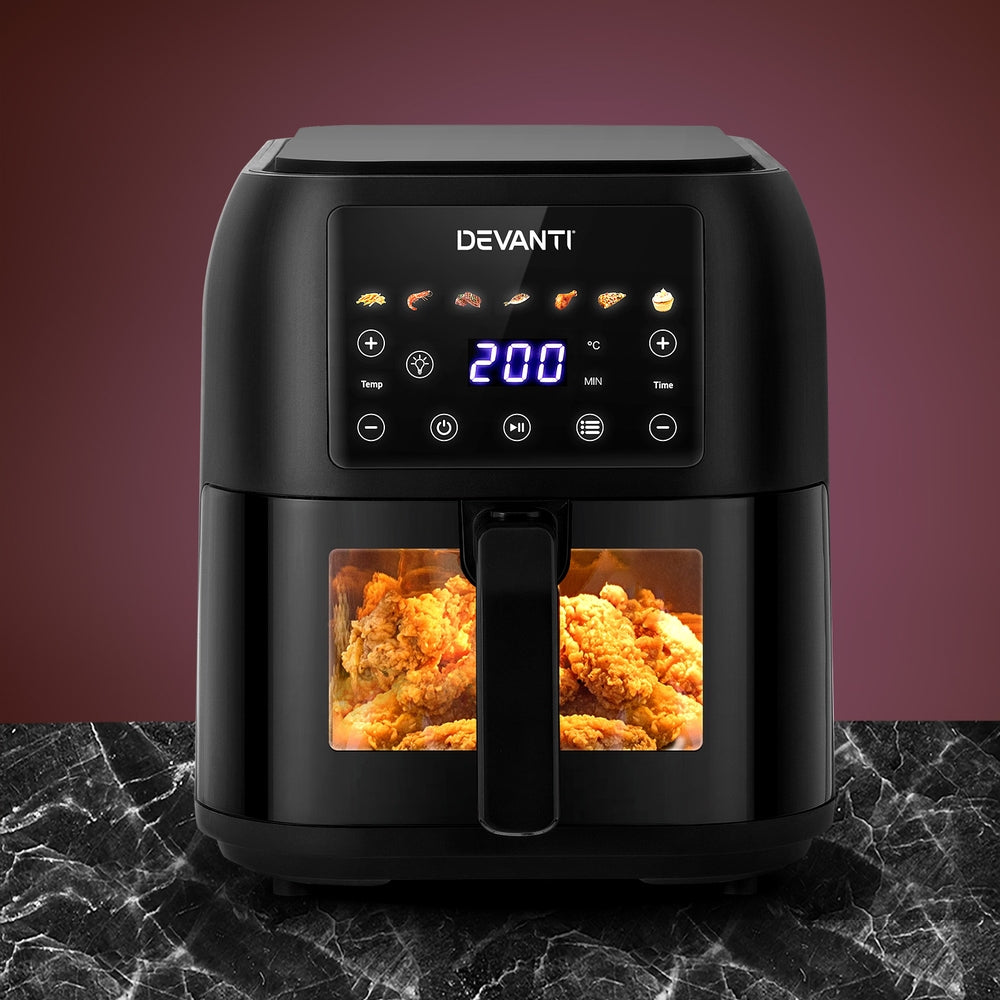 Devanti Air Fryer 8L LCD Fryers-Appliances &gt; Kitchen Appliances-PEROZ Accessories
