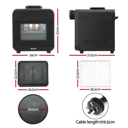 Devanti Steam Air Fryer Oven 15L W/ LCD Touch 1600W-Appliances &gt; Kitchen Appliances-PEROZ Accessories