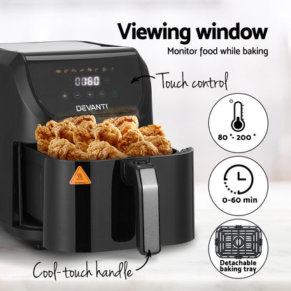 Devanti Air Fryer 5L W/ LCD Touch 1500W-Appliances &gt; Kitchen Appliances-PEROZ Accessories