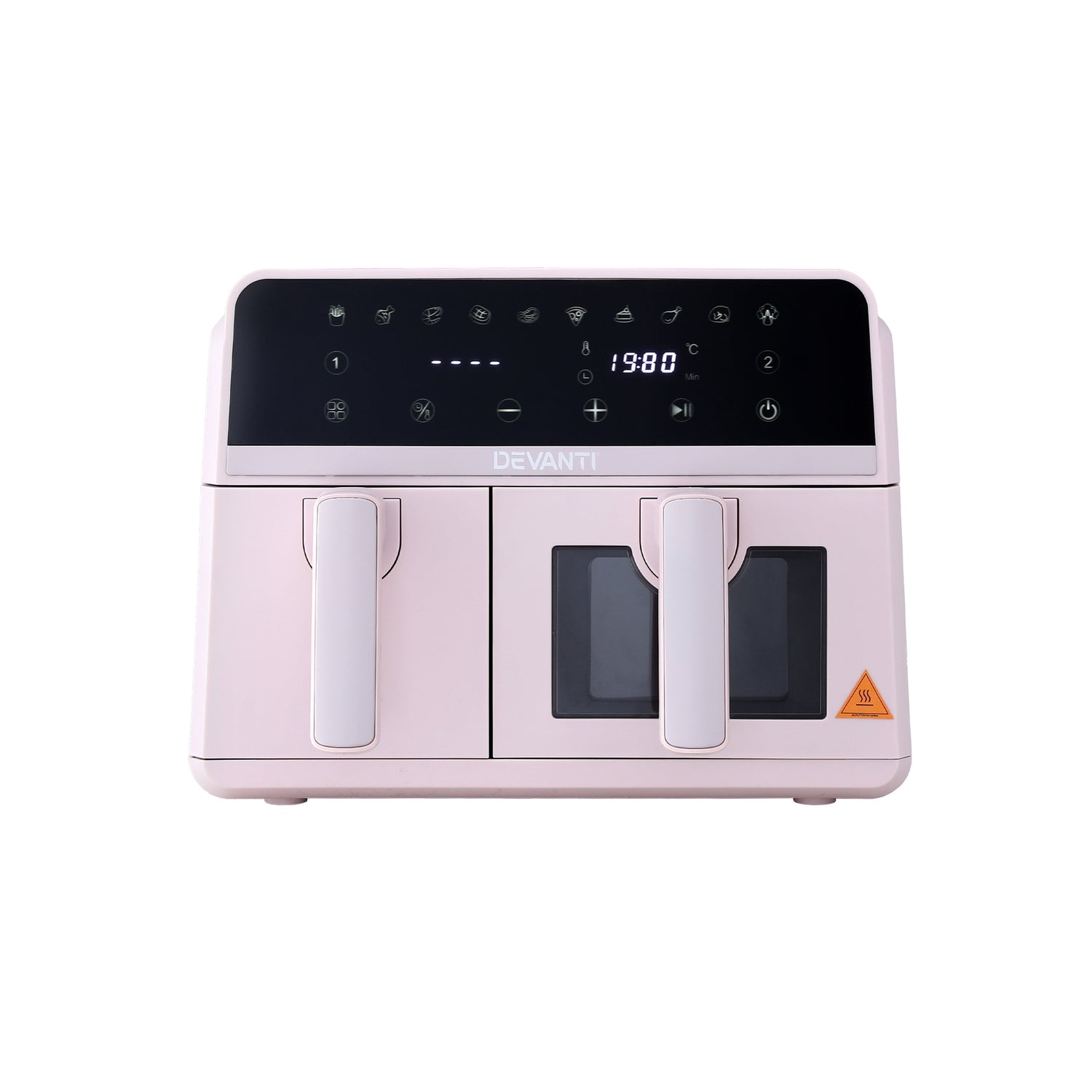 Devanti Air Fryer 9L Dual Zone Fryers 2600W Pink-Appliances > Kitchen Appliances > Air Fryers-PEROZ Accessories