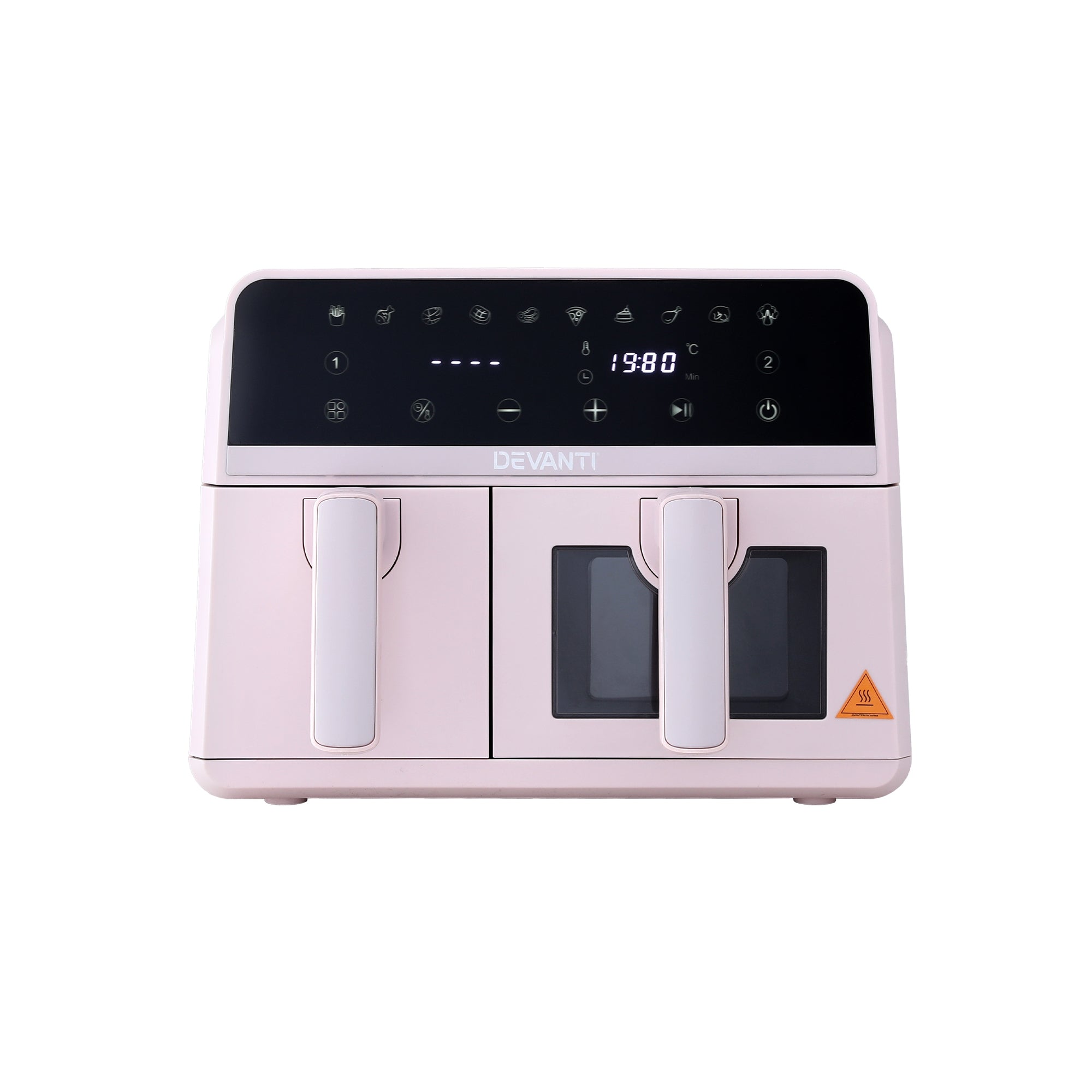 Devanti Air Fryer 9L Dual Zone Fryers 2600W Pink-Appliances > Kitchen Appliances > Air Fryers-PEROZ Accessories