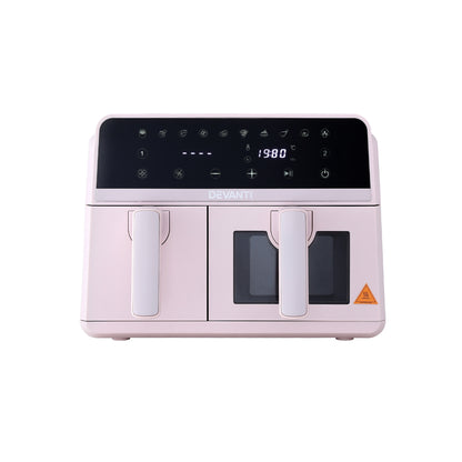 Devanti Air Fryer 9L Dual Zone Fryers 2600W Pink-Appliances > Kitchen Appliances > Air Fryers-PEROZ Accessories