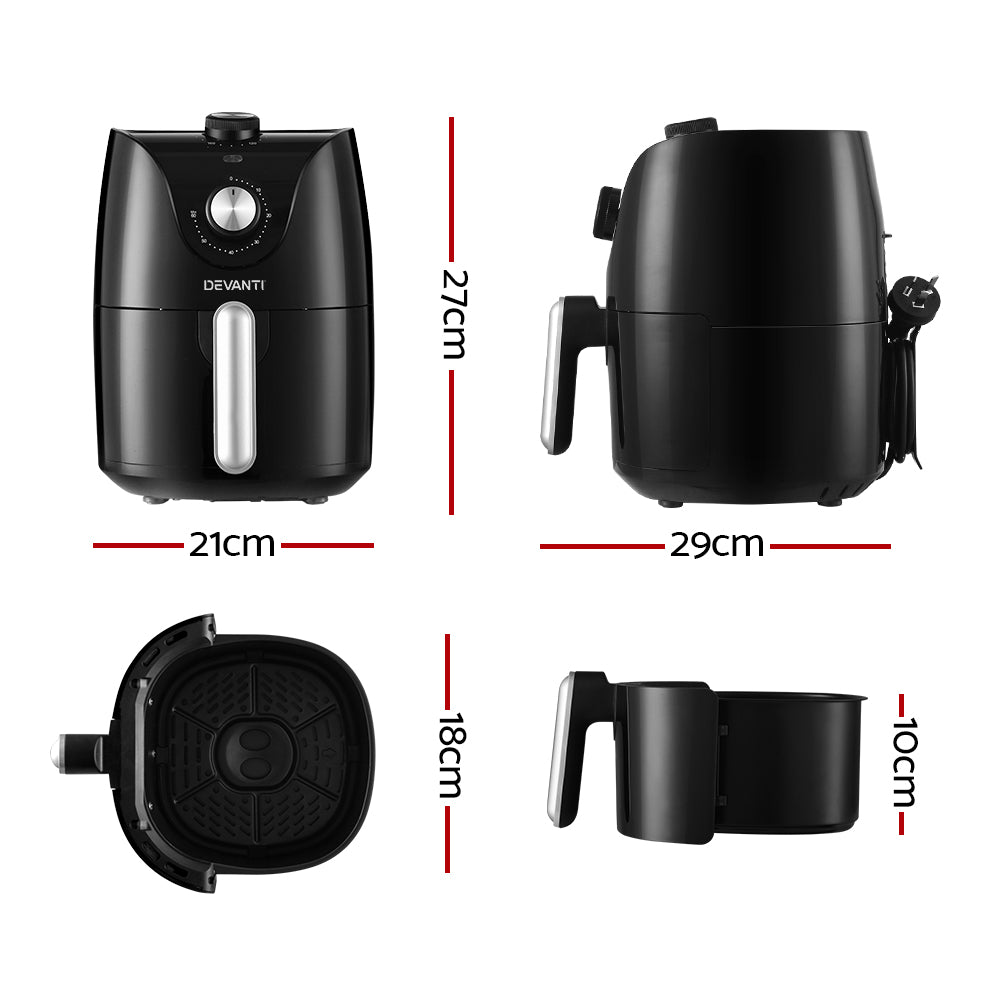 Devanti Air Fryer 2.5L Knob Fryers-Air Fryers-PEROZ Accessories