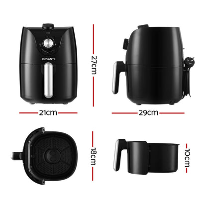 Devanti Air Fryer 2.5L Knob Fryers-Air Fryers-PEROZ Accessories