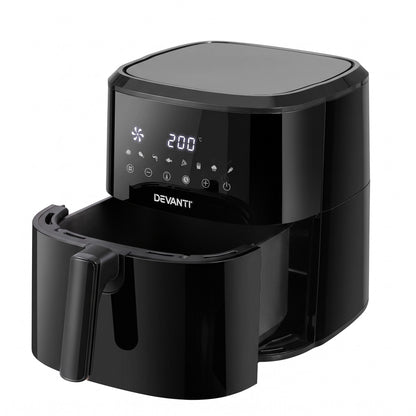 Devanti Air Fryer 6.5L 1700W Digital Touch 8 Presets Non-Stick Basket Black-Appliances > Kitchen Appliances > Air Fryers-PEROZ Accessories