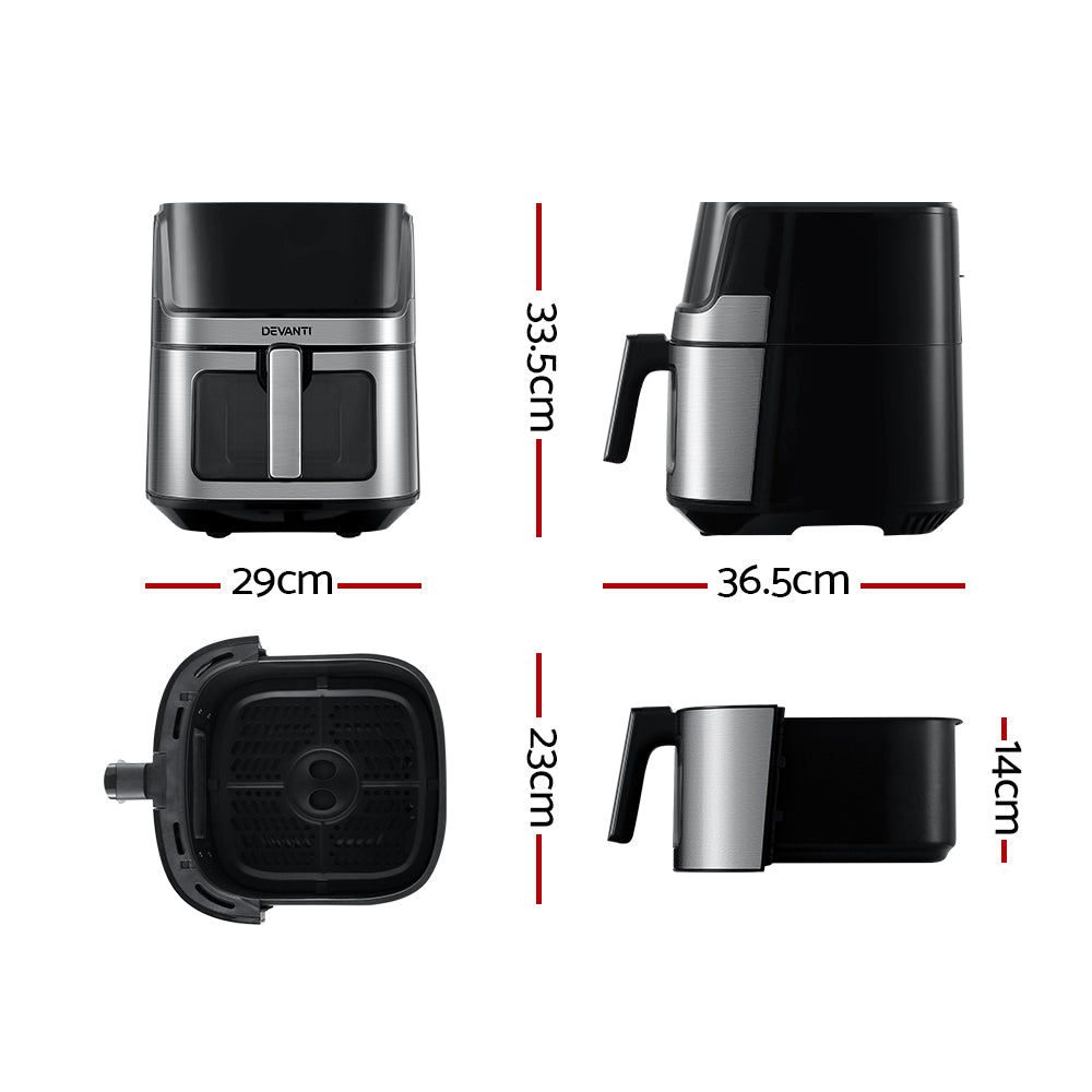Devanti Air Fryer 6.5L LCD Fryers Clear Window-Air Fryers-PEROZ Accessories
