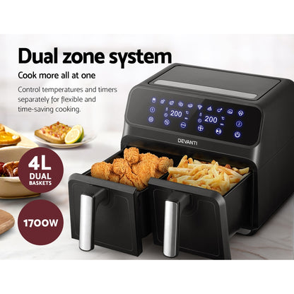 Devanti Air Fryer 8L Dual Zone Fryers-Air Fryers-PEROZ Accessories