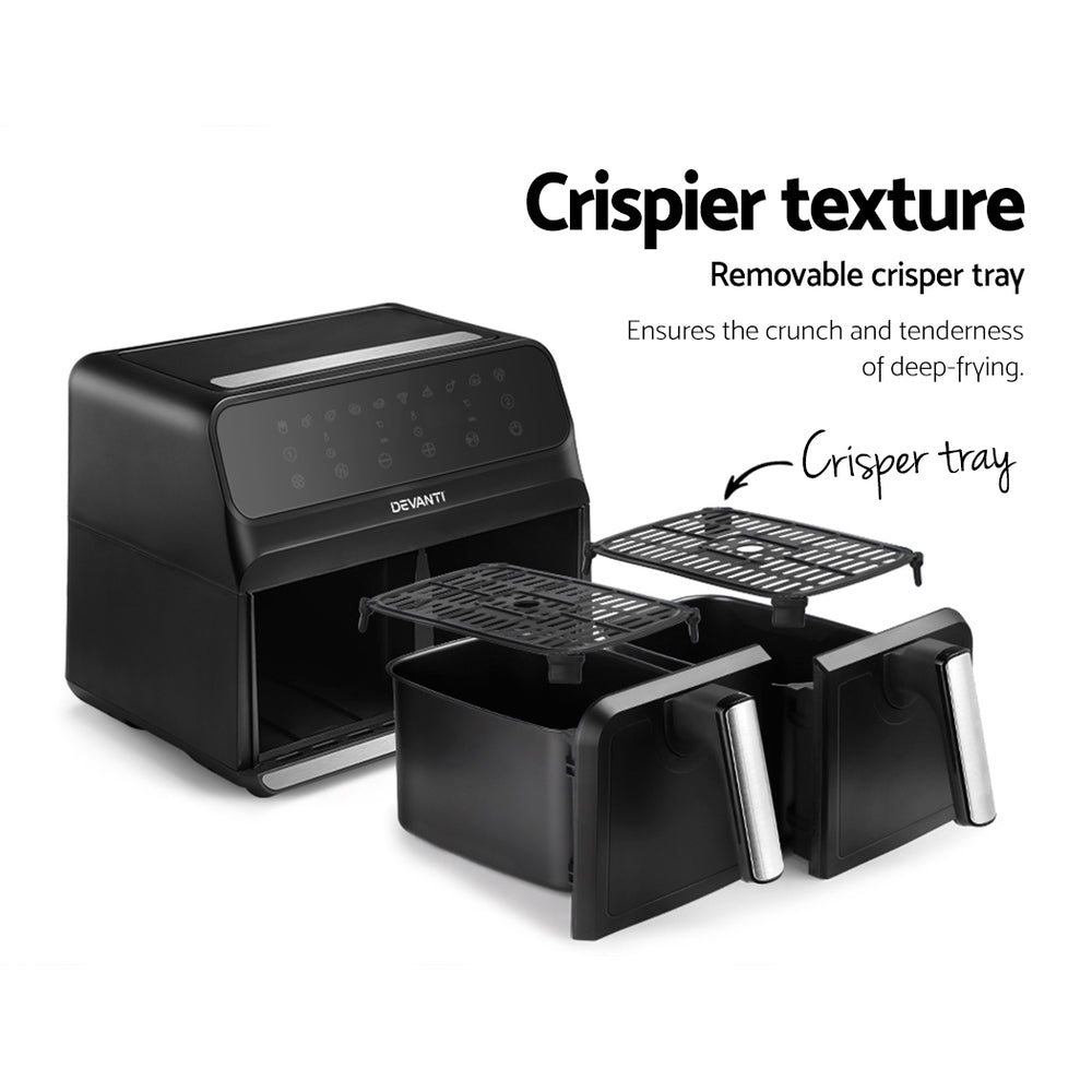 Devanti Air Fryer 8L Dual Zone Fryers-Air Fryers-PEROZ Accessories