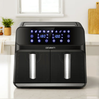 Devanti Air Fryer 8L Dual Zone Fryers-Air Fryers-PEROZ Accessories