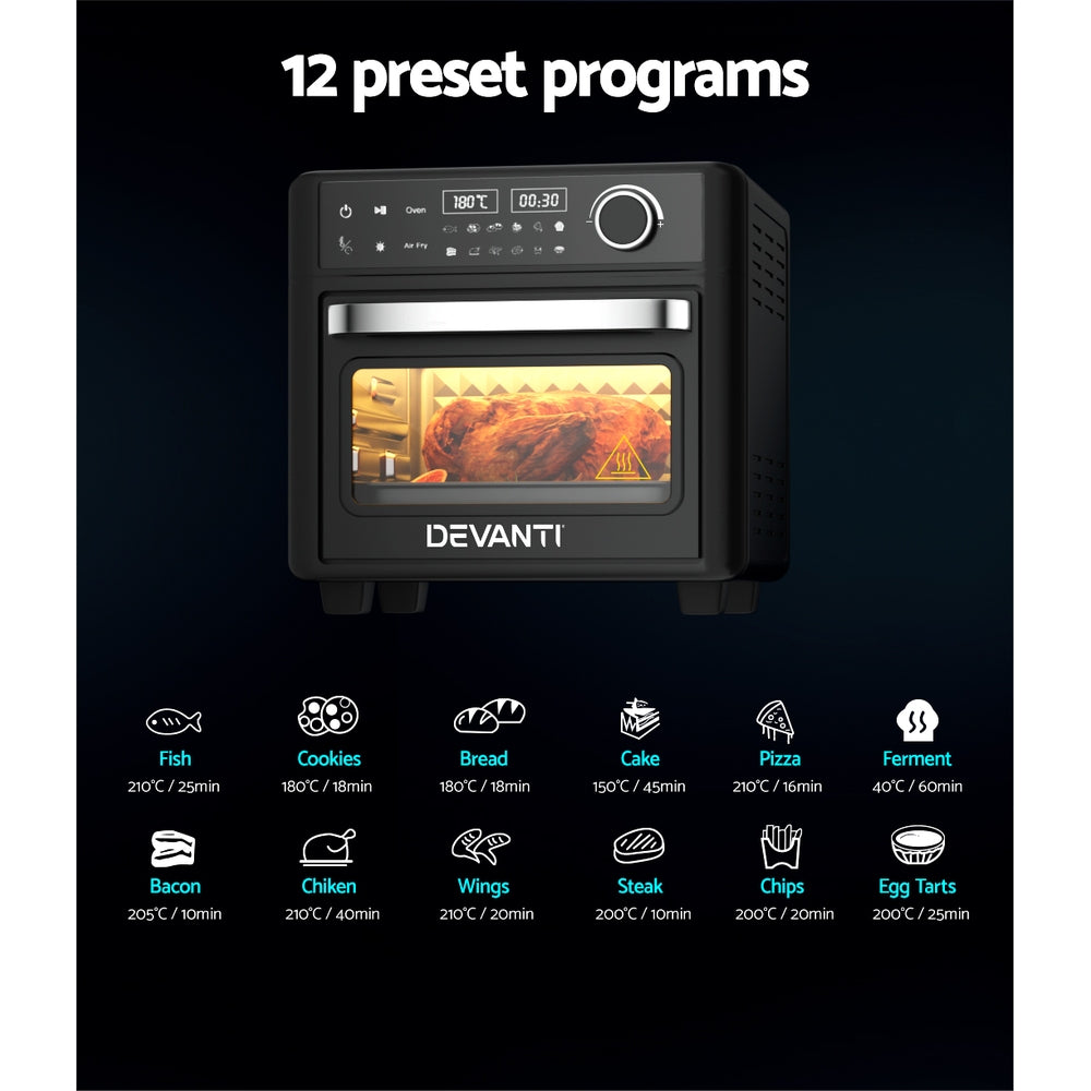 Devanti Air Fryer 15L LCD Fryers Oven-Appliances &gt; Kitchen Appliances-PEROZ Accessories