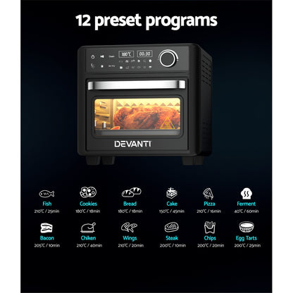 Devanti Air Fryer 15L LCD Fryers Oven-Appliances &gt; Kitchen Appliances-PEROZ Accessories