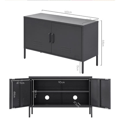 Artiss Buffet Sideboard Metal Cabinet - BASE Charcoal-Furniture > Living Room-PEROZ Accessories