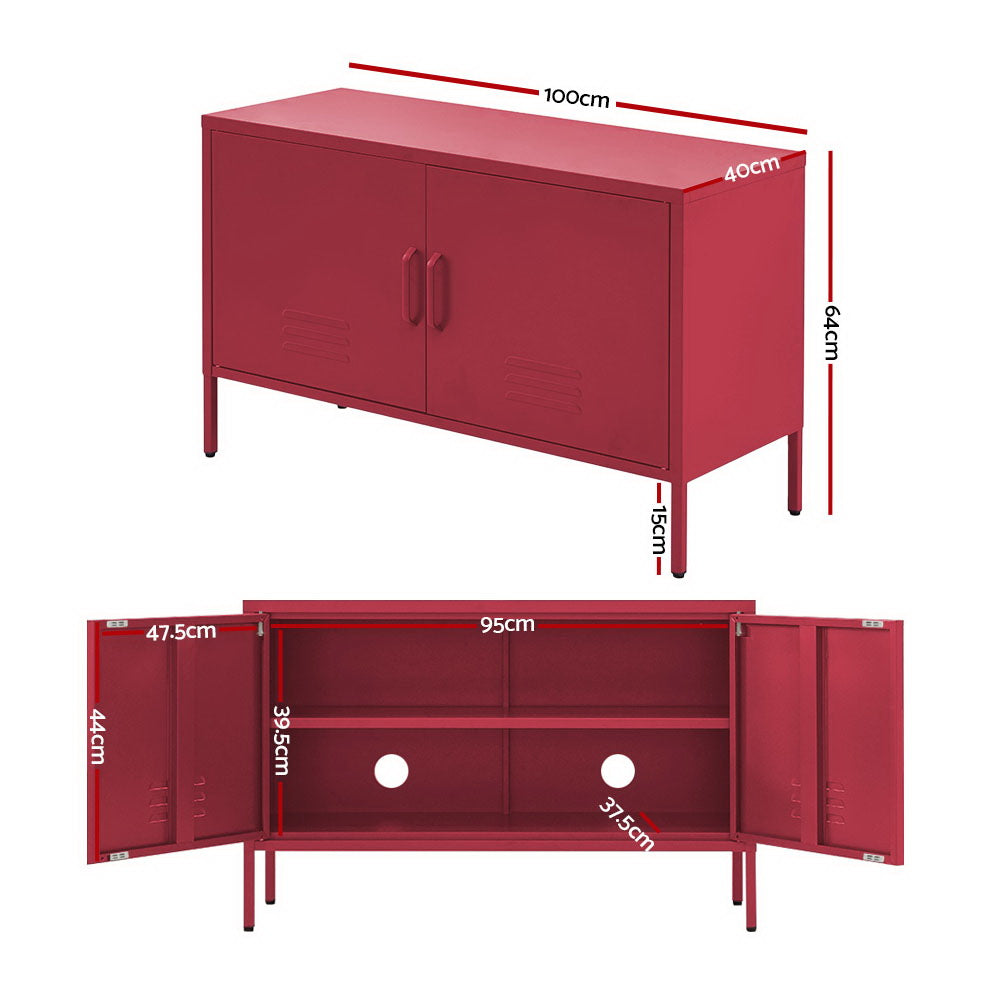 Artiss Buffet Sideboard Metal Cabinet - BASE Pink-Furniture > Living Room-PEROZ Accessories