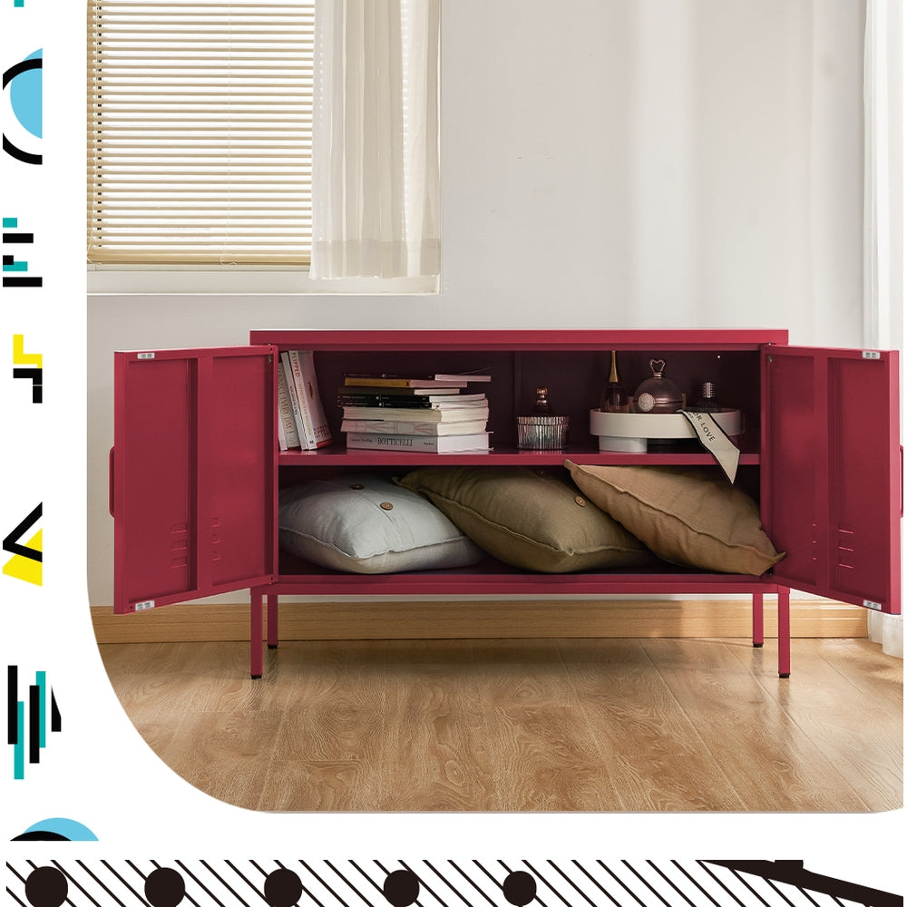 Artiss Buffet Sideboard Metal Cabinet - BASE Pink-Furniture &gt; Living Room-PEROZ Accessories