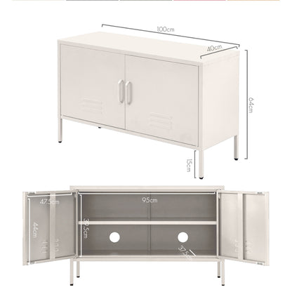 Artiss Buffet Sideboard Metal Cabinet - BASE White-Furniture > Living Room-PEROZ Accessories
