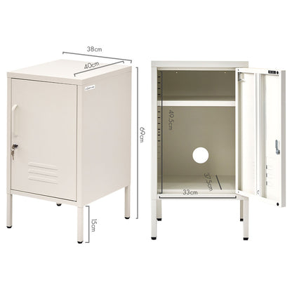 Artiss Bedside Table Metal Cabinet - White-BedSide Tabless-PEROZ Accessories