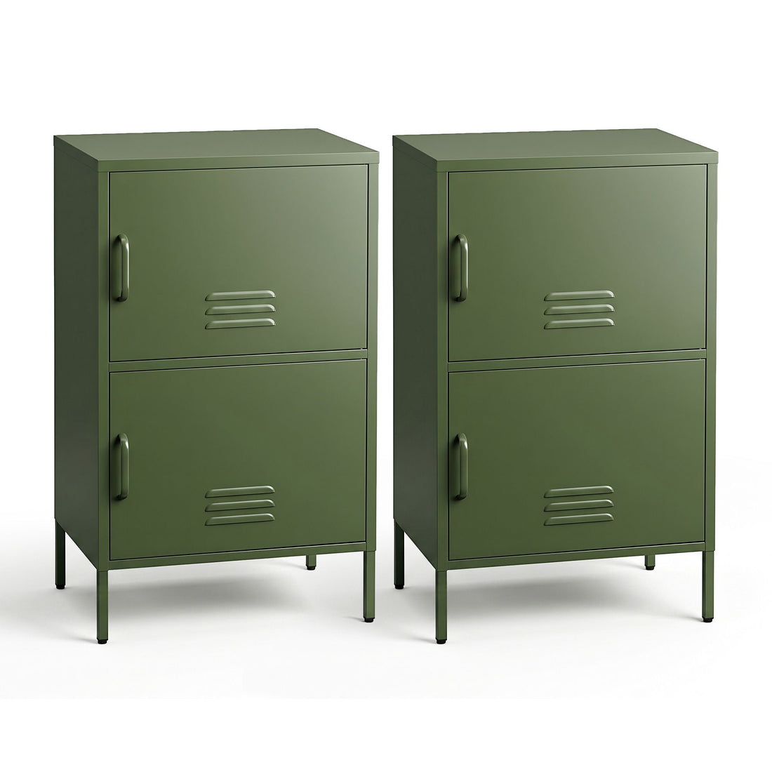 Artiss 2x Buffet Sideboard Cabinet Storage Cupboard 2 Doors Metal Green DOUBLE