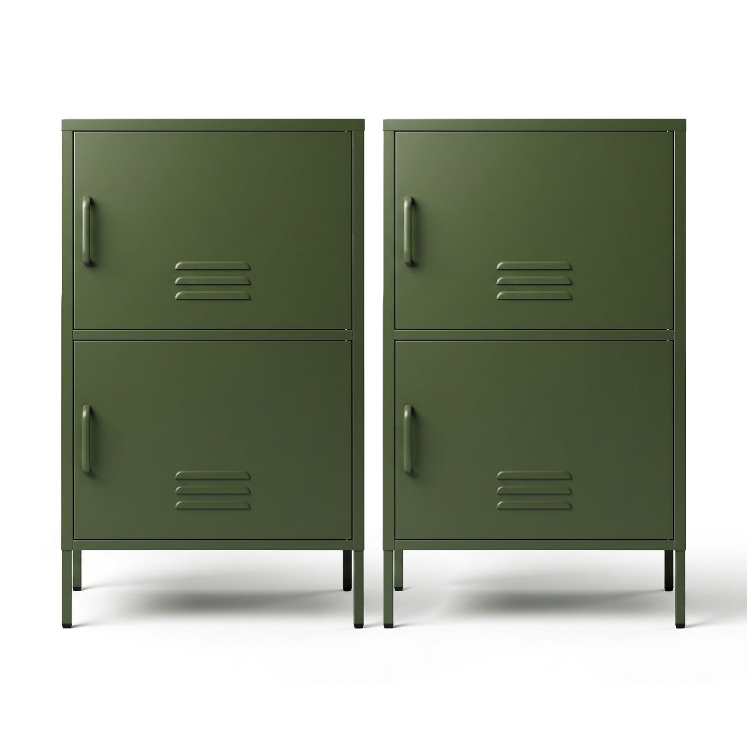 Artiss 2x Buffet Sideboard Cabinet Storage Cupboard 2 Doors Metal Green DOUBLE