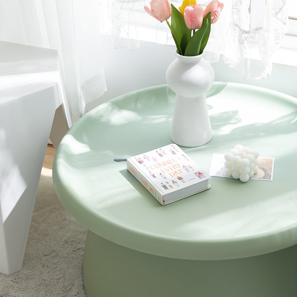 Artiss Coffee Table Round 71CM Plastic Green-Furniture &gt; Living Room-PEROZ Accessories